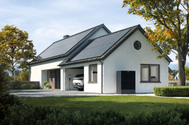 Fully integrated Viessmann all-black solar PV panels.